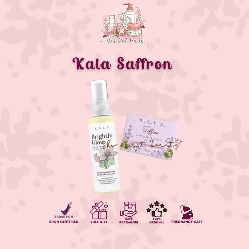 KALA SAFFRON FACEMIST & BRIGHTENING FACE SOAP SABUN SAFFRON BPOM