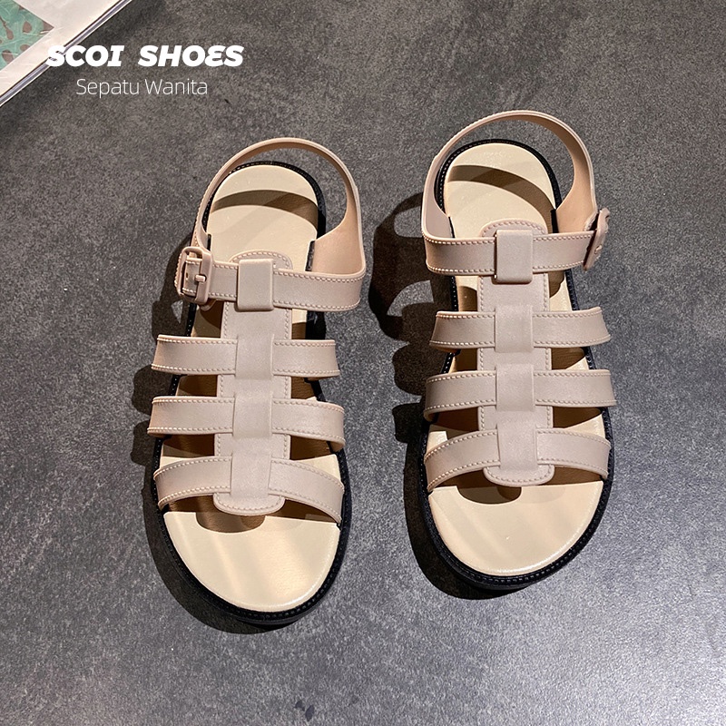 Sandal Wanita Korea Fashion Wanita Import Nyaman Olahraga Luar Ruangan Impor Sepatu Datar Bahan Non-Slip