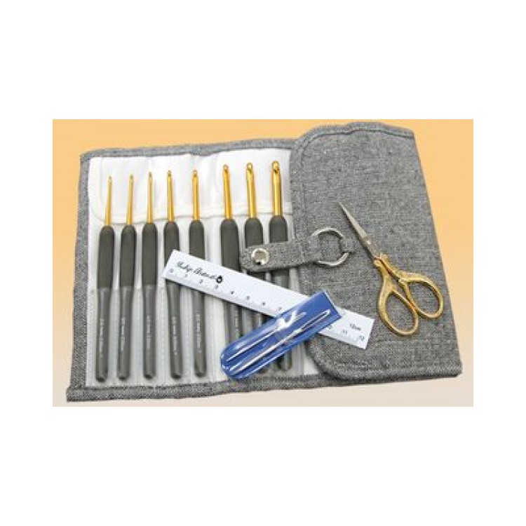 Hakpen (Alat/Jarum Rajut) Tulip ETIMO ABU - Gold / ETIMO Gray Crochet Hooks - GUNTING GOLD SET