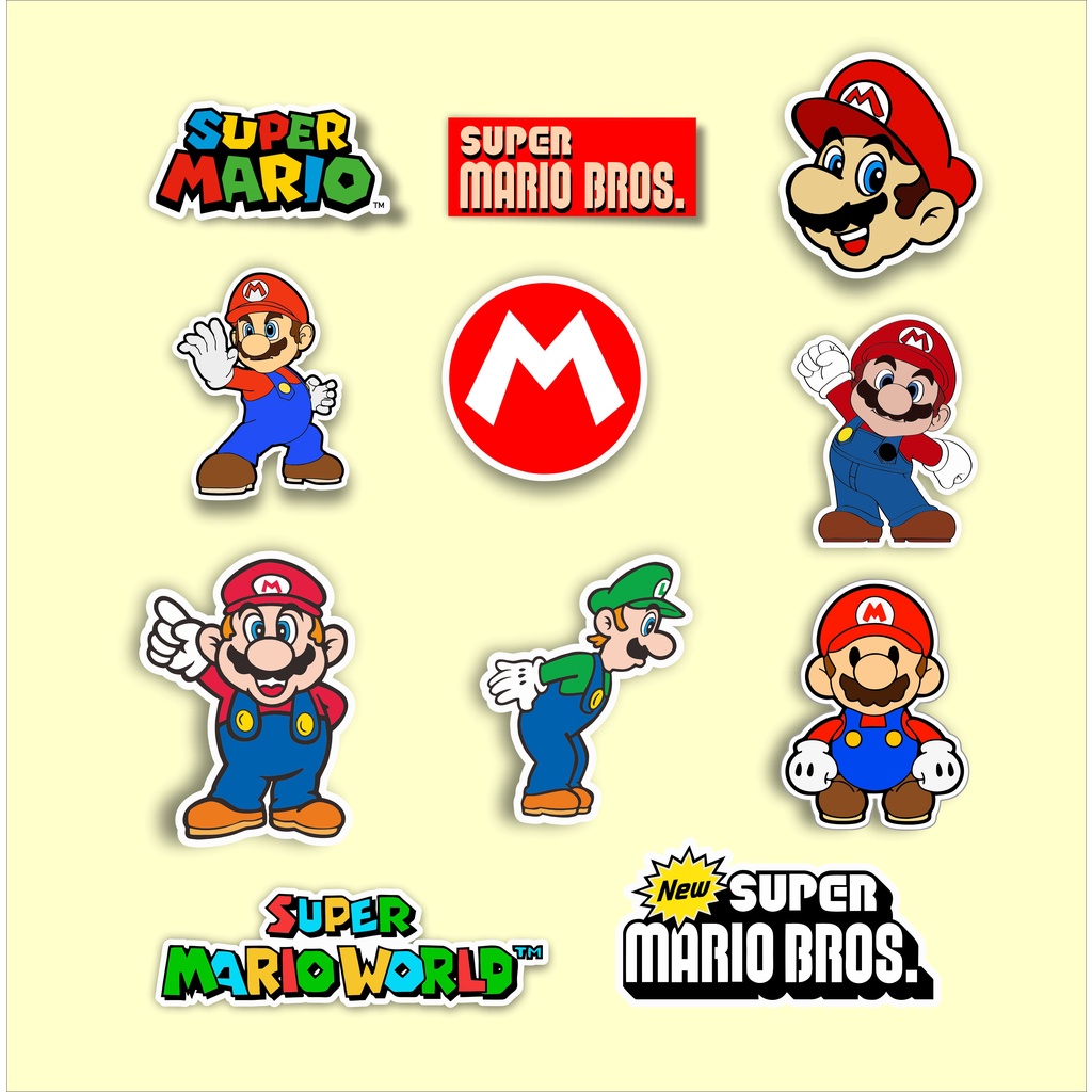 

Paket stiker Sticker Super Mario Bros Isi 10 pcs bonus 1 pcs Bahan berkualitas