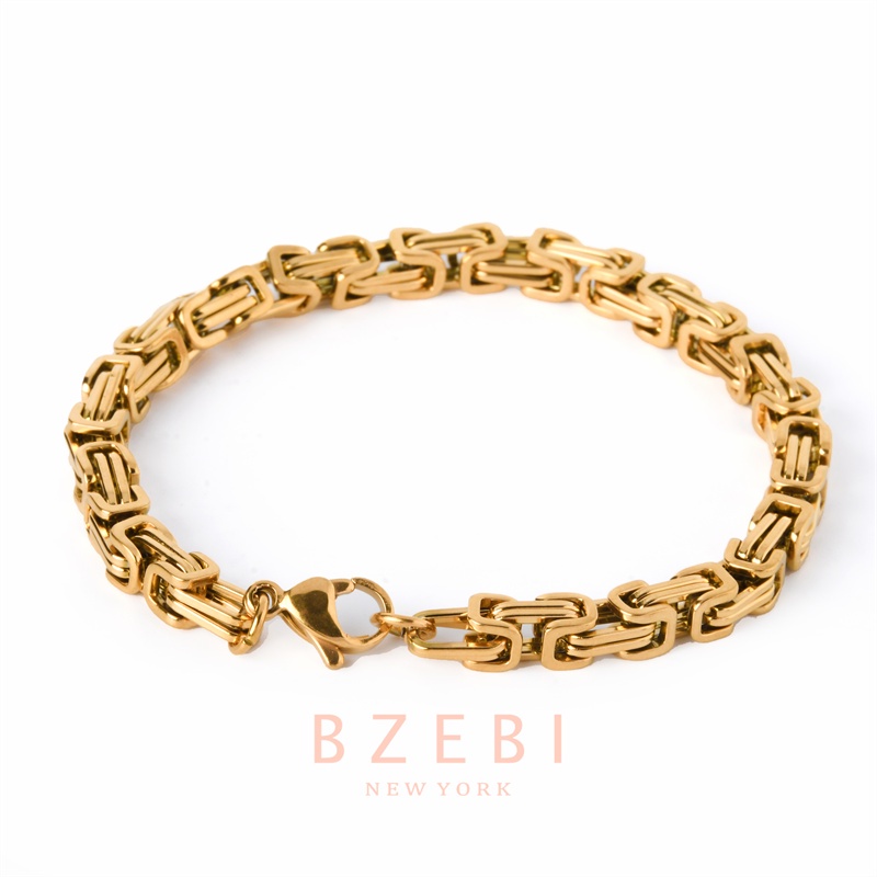 Gelang Emas 18k Bahan Titanium Steel Aksen Berlian Anti Karat Gaya Korea Dengan Kotak Eksklusif 65b