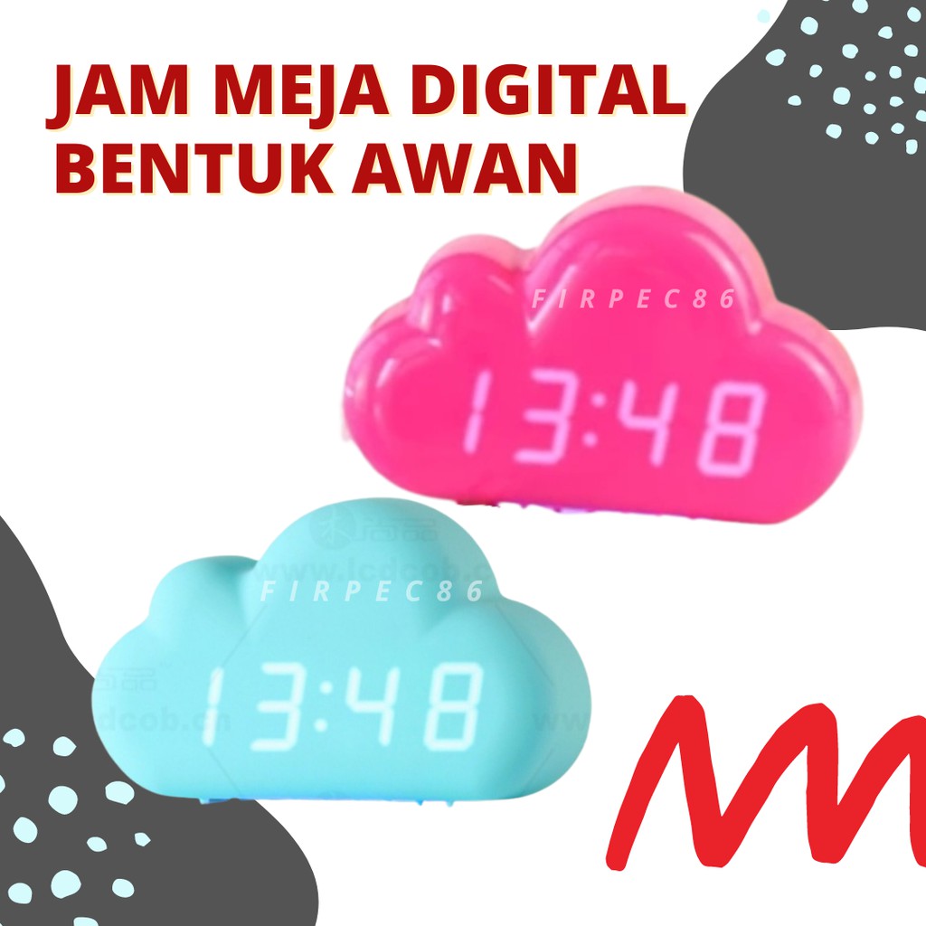 Jam Meja Digital / Jam Weker Pintar / Digital Smart Alarm Clock Awan Cloud Viral