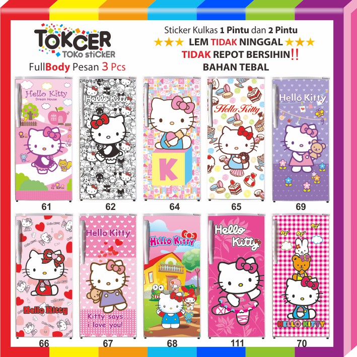 Sticker Kulkas 1 Pintu dan 2 Pintu HELLO KITTY