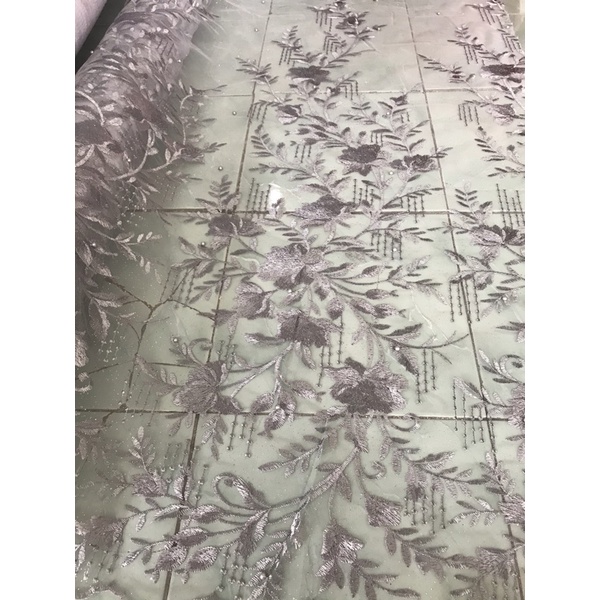 Kain tulle bordir merambat glitter