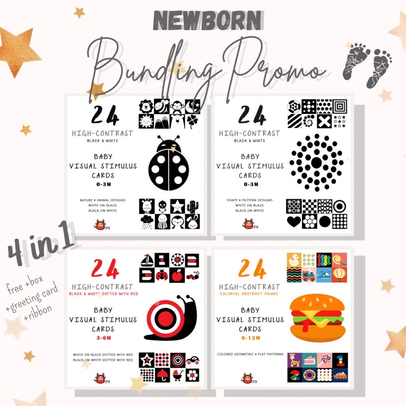 Bundle package baby stimulation flashcard 4in1 newborn hampers promo