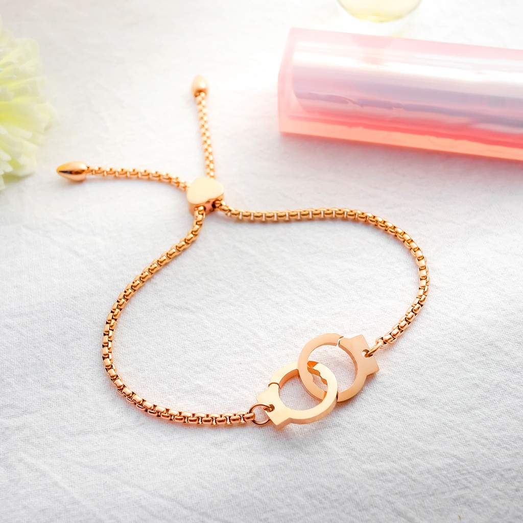 Gelang Bracelet Wanita Aksesoris Titanium Korea Cocok Hadiah GK095 rose gold motif tren