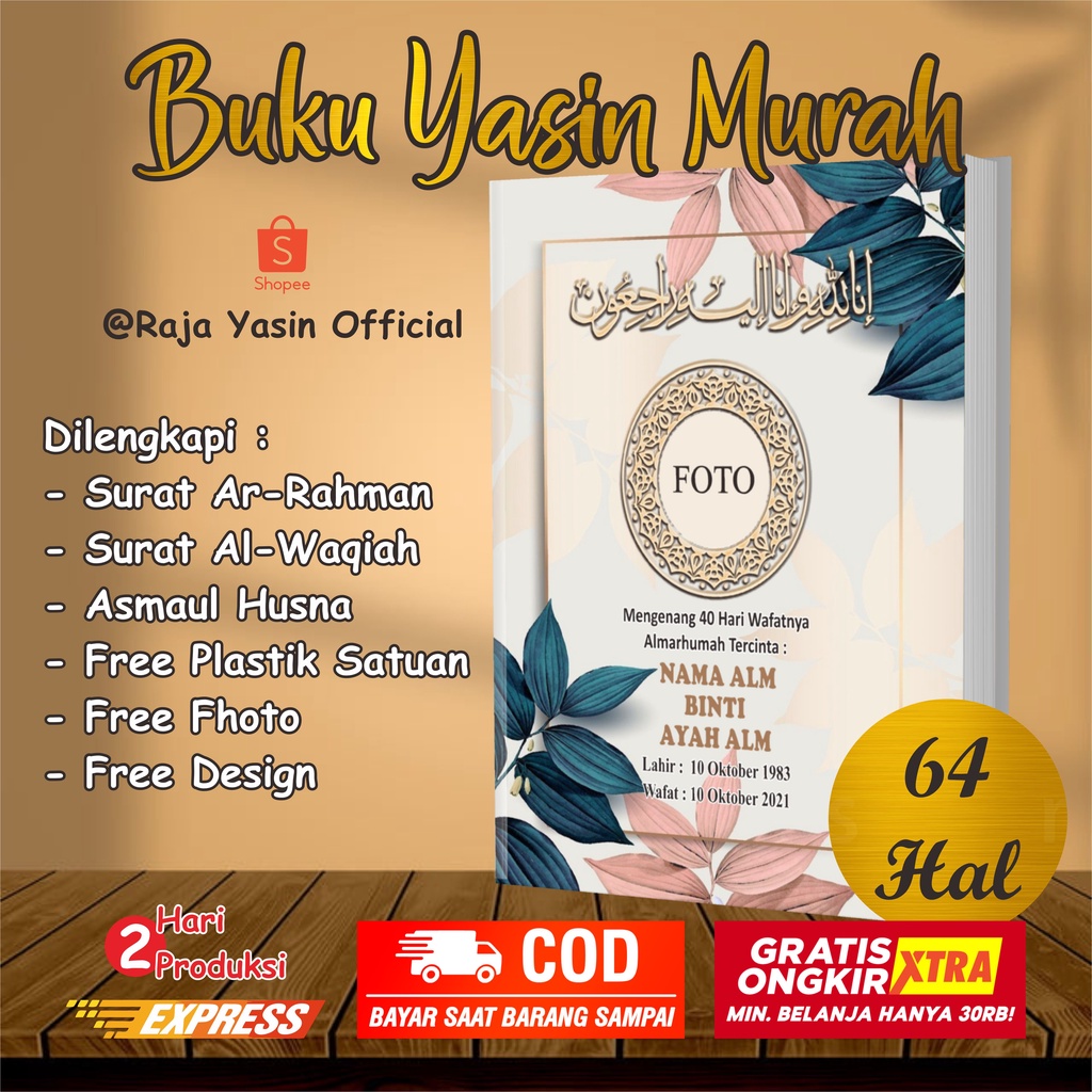 Cetak Buku Yasin Dan Tahlil Fadilah Custom Foto 64 Halaman Untuk 40 100 1000 Harian Tahlilan Murah