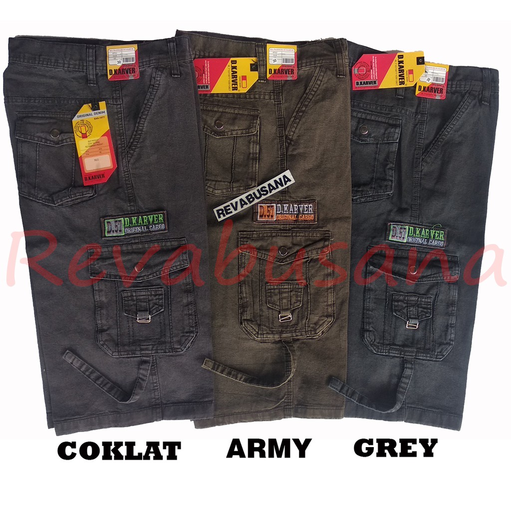 Celana Cargo Pendek Pria Size Jumbo 27-44 Bahan Semi Jeans Tebal