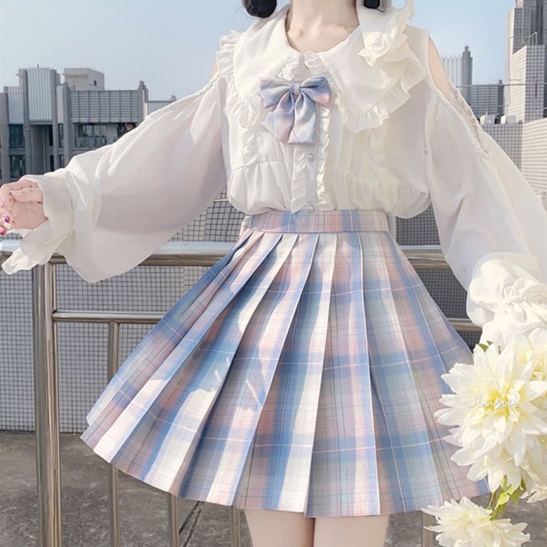 Jingqi [qingluan] JK uniform genuine original JK grid skirt pleated skirt new 2022 skirt in stock