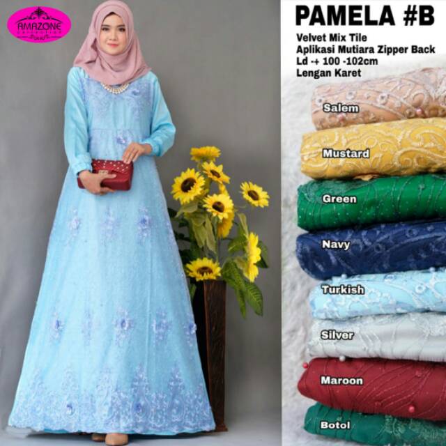 Dress tile Pamela #B mat velvet mix tile gamis tile kondangan