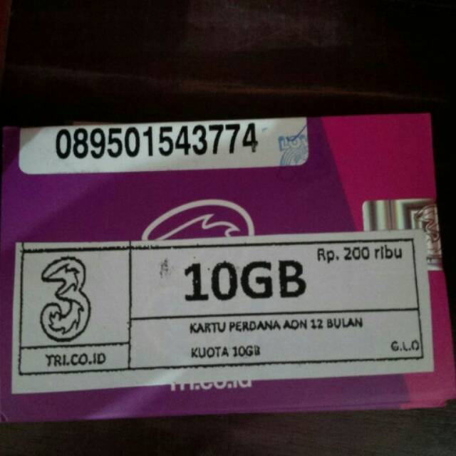 Kartu Perdana Three AON 10Gb/Tri AON 10giga