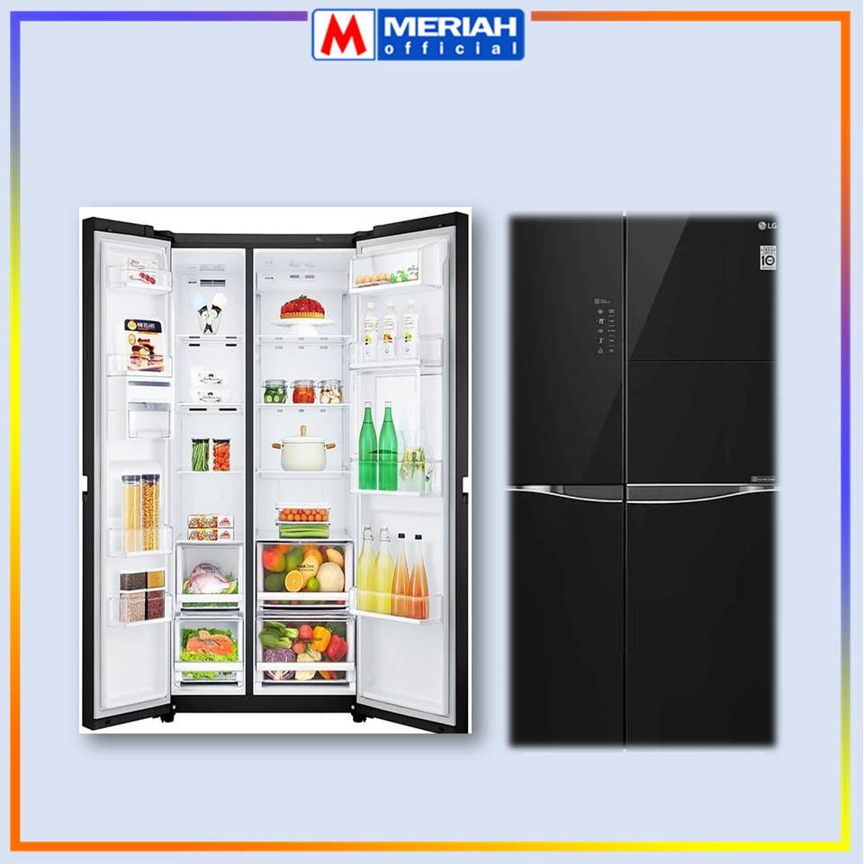 LG GC C247UGUV - KULKAS LG SIDE BY SIDE BLACK GLASS 675/618L 247UGUV