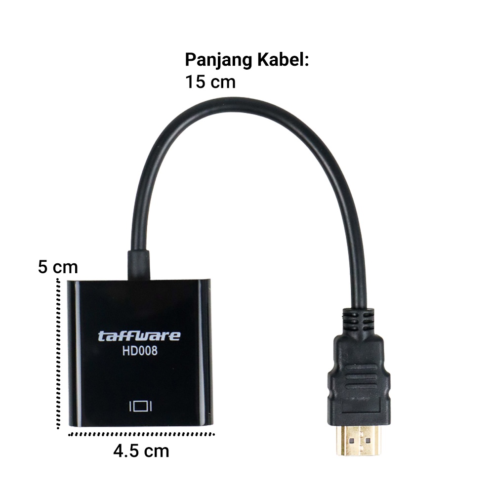 Taffware Kabel Adapter HDMI ke VGA Female - HD008 - Black