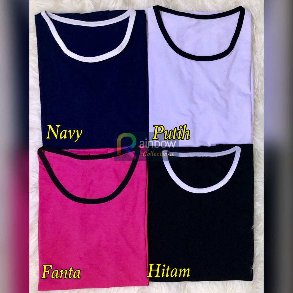 RAINBOW - KAOS RINGER TEE POLOS UKURAN BESAR FIT L / XL