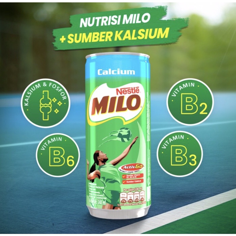 Milo kaleng calcium 240 ml ( susu milo siap minum )