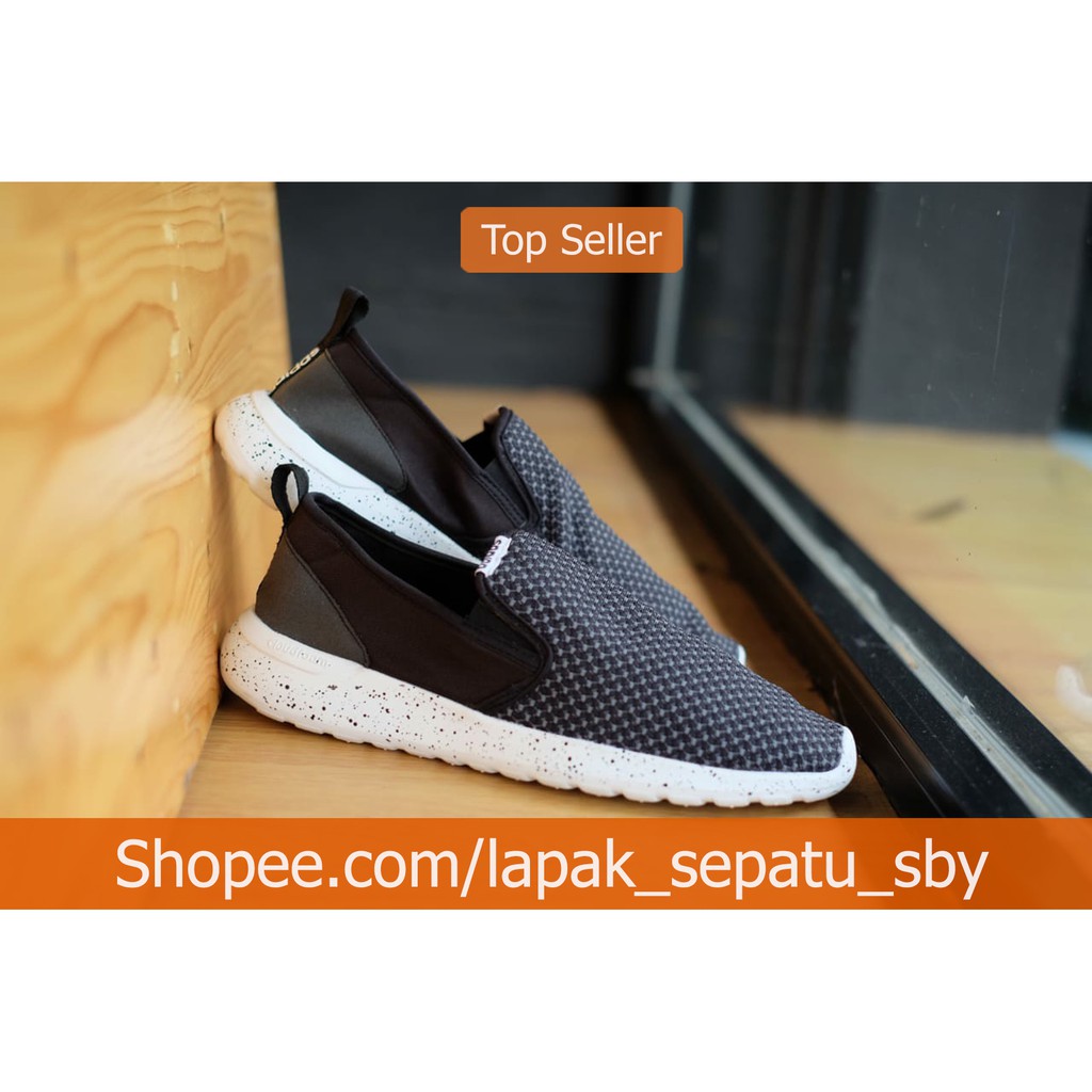 Sepatu Adidas Slip On Original Cloudfoam Pria Grey Black