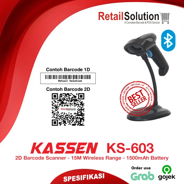 Wireless Barcode Scanner 2D Bluetooth - Kassen KS-603 BT / KS603BT