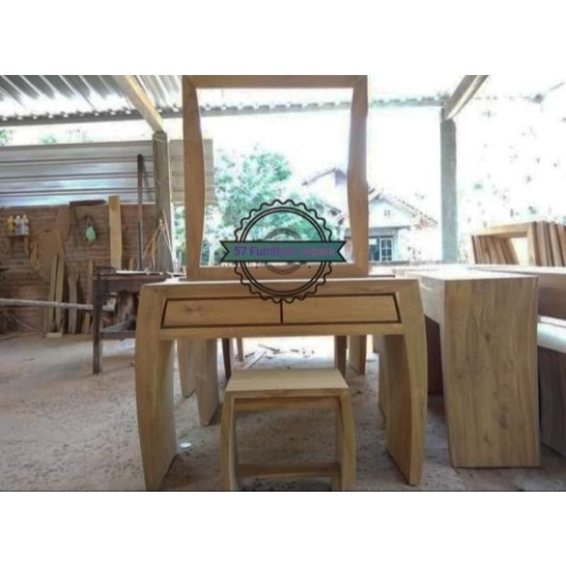 Tolet /Meja Rias Jati - Meja Rias Laci Sliding Jati Mentahan