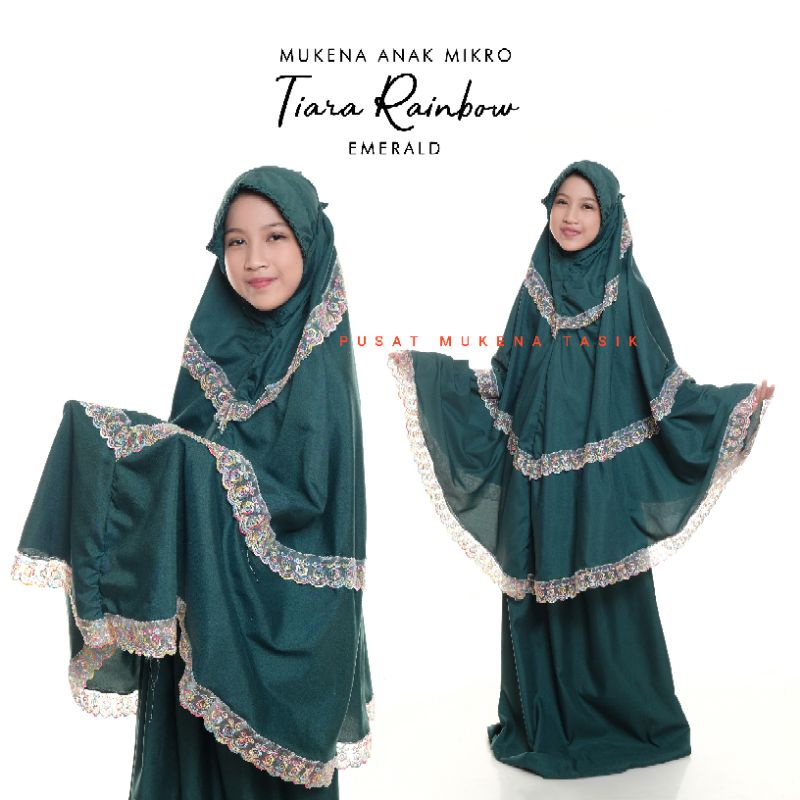 MUKENA ANAK (5-12 THN) KATUN MIKRO RENDA TIARA RAINBOW | PUSAT GROSIR MUKENA RAYON TERMURAH COD