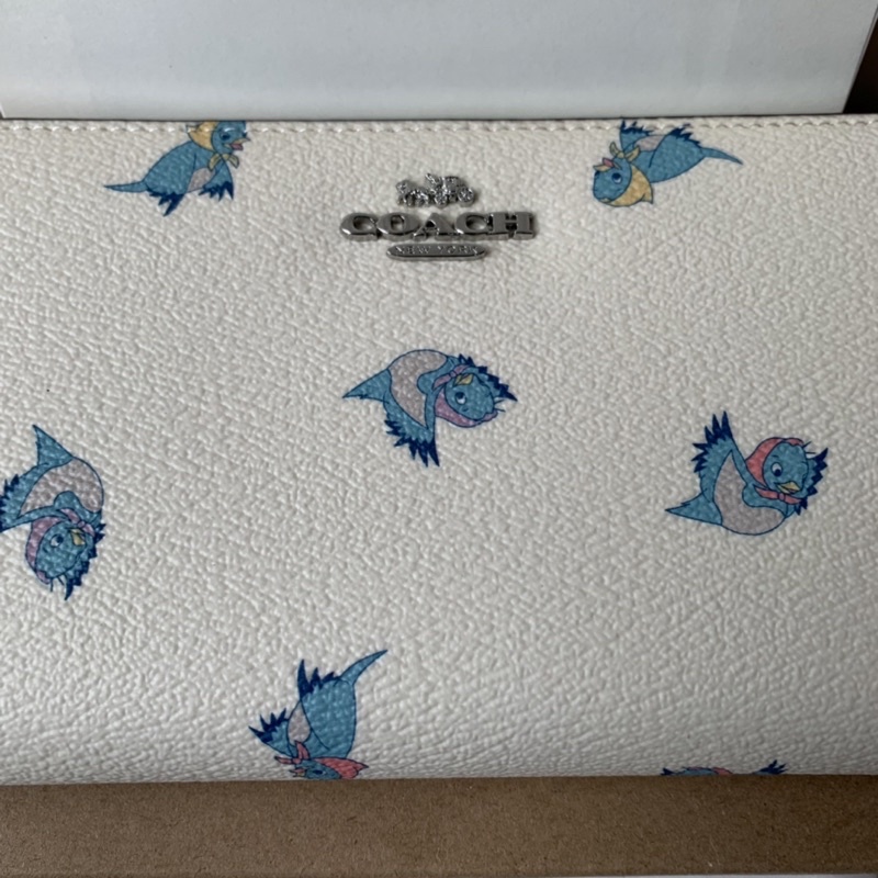 Coach Accordion Zip Wallet With Blue Bird Motif