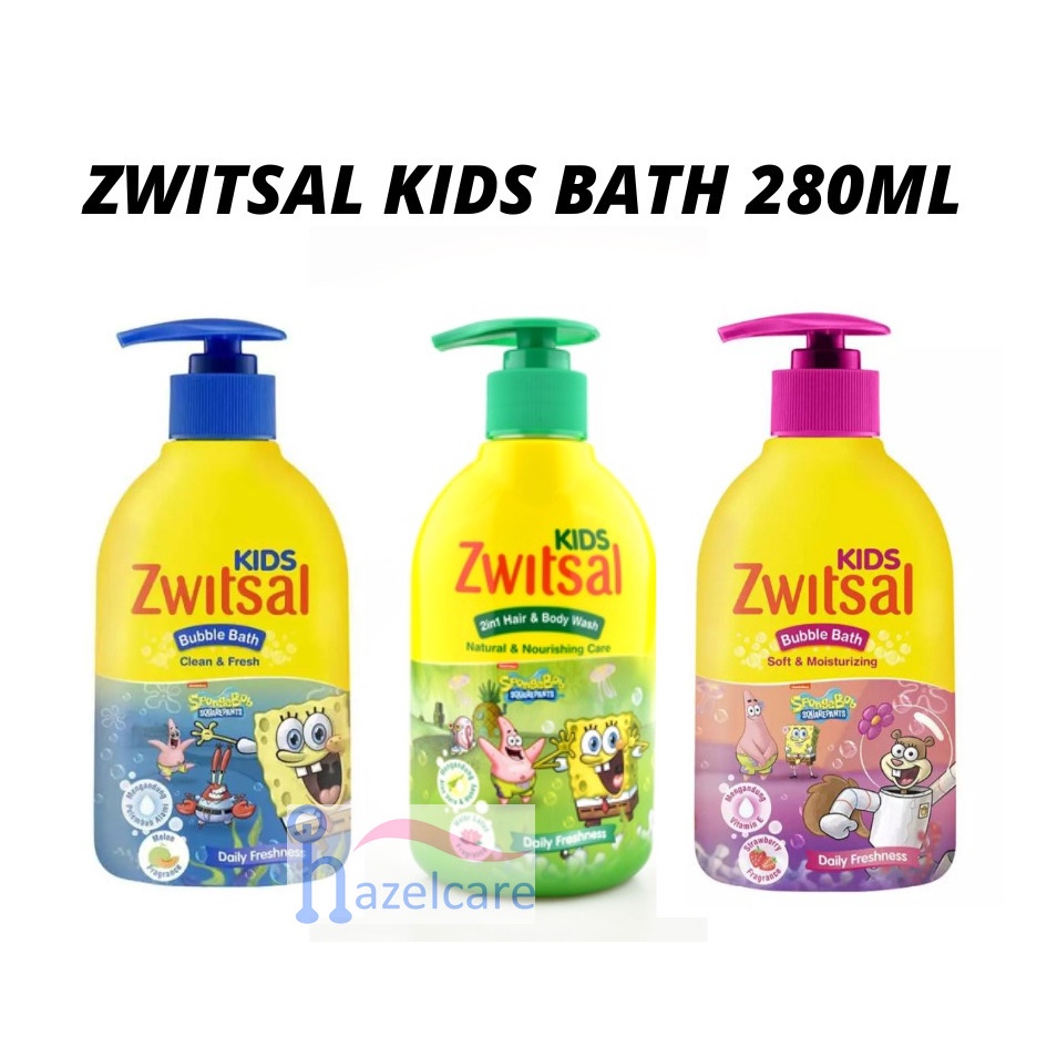 ZWITSAL Kids 2-in-1 Hair &amp; Body Wash Natural &amp; Nourishing Care / shampoo 180ml Bubble Bath Clean &amp; Fresh 280ml 280 ml Pump 250ml Refill - Sabun Bayi