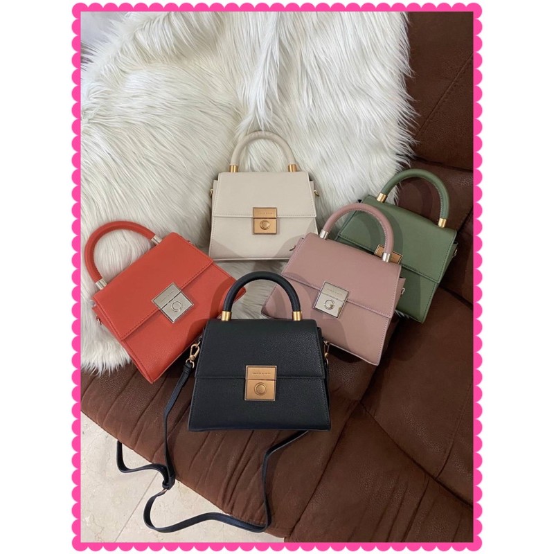 CHARLES AND KEITH (CK) - PRINTED HANDLE LEATHER (TOP HANDLE) TAS WANITA