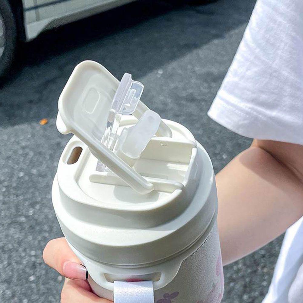 Solighter 450ml Vacuum Flasks Lucu Dengan Lengan Mug Thermal Bunga Tulip