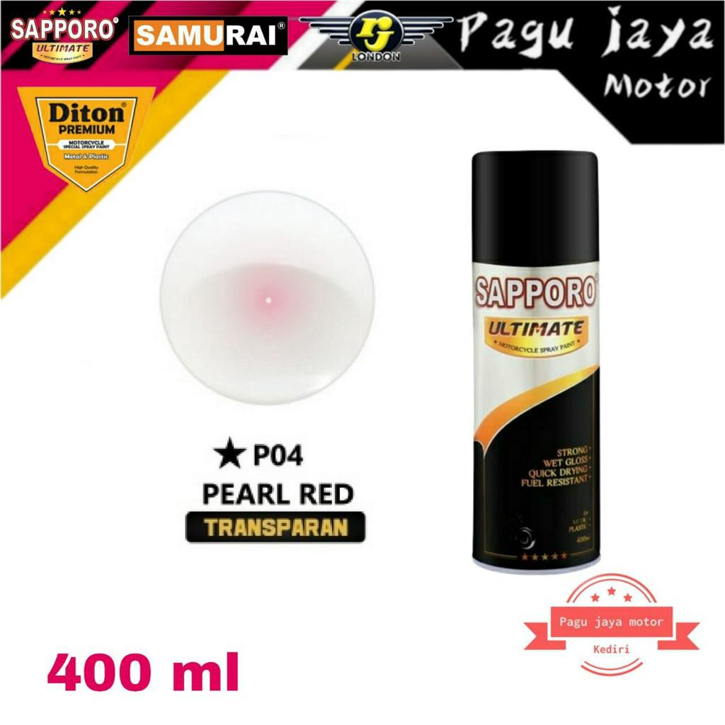 SAPPORO ULTIMATE PEARL RED P04 400ML CAT SEMPROT SPRAY PAINT PILOX PILOK