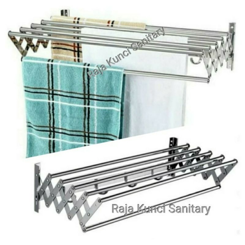 Gantungan Handuk Tarik Stainless 60cm/Rak Handuk Tarik Stainless