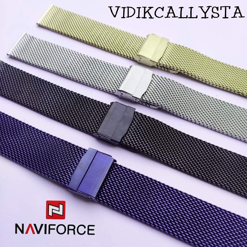 Strap Tali jam tangan Milanese Shark Mesh Naviforce NF NAVY NAVI FORCE 20MM 22MM 24MM