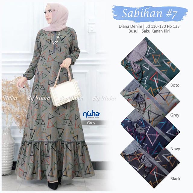 Gamis Wanita Calvin Jeans Diana Busui Tebal Melar Nyaman di Pakai Fane Levila Gamis Muslim Kekinian-SABIHAN 7 GREY