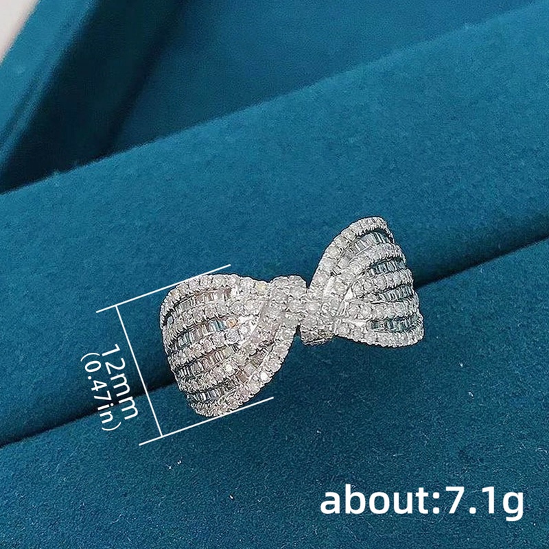 Cincin Pernikahan Desain Pita Hias Cubic Zirconia Warna Putih Gaya Romantis / Simple Untuk Wanita