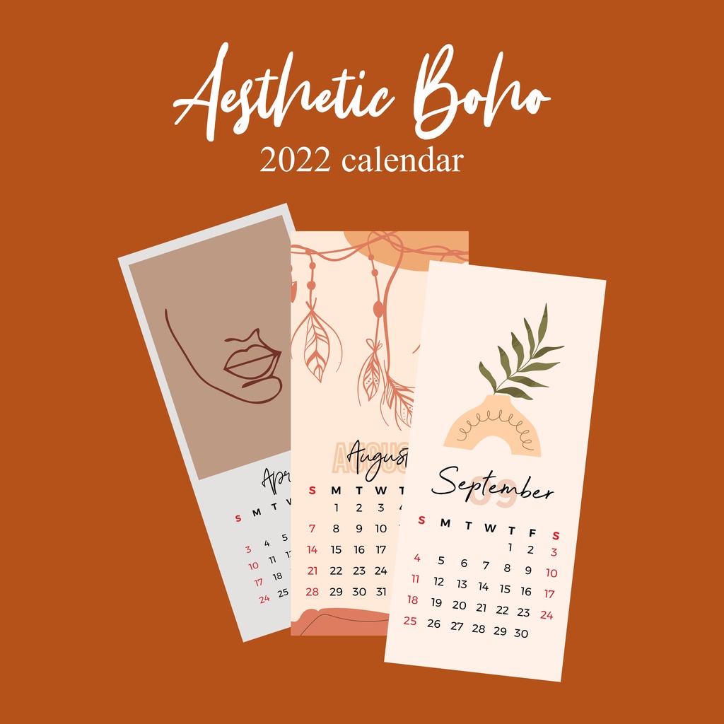 

2023 CALENDAR WITH AESTHETIC BOHO DESIGN (KALENDER 2022 DESAIN ESTETIK BOHO)