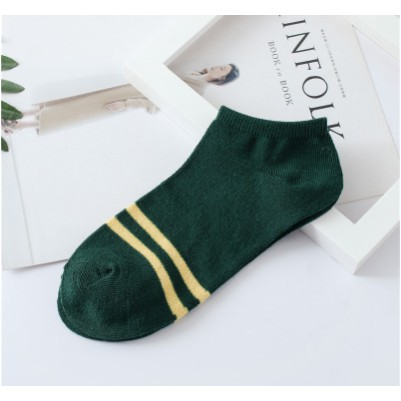KK013 - KAOS KAKI IMPORT  WANITA MOTIF 2 GARIS SEMATA KAKI-Hijau semata kaki
