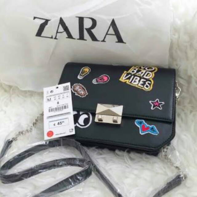 Original Zara Bag Tas Cewek Slingbag Sling Bag Patch Crossbody Cross Body Selempang Mini Chain