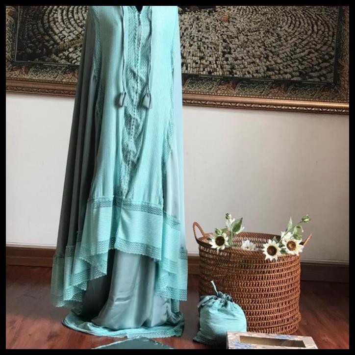 Prayer Set Zara Silk Premium/ Mukena Full Renda( Lembut & Adem ) - Hijau Muda