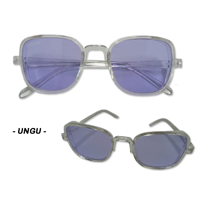 Promo! Kacamata Fashion Vintage Lensa Warna Warni Frame Kotak Kacamata Korean Design Retro Gaya Kacamata Hitam Candy Color Sunglasses Unisex Kacamata Dewasa