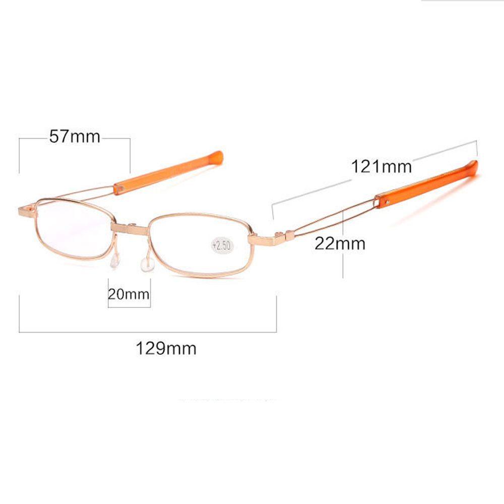 Mxbeauty Kacamata Baca Lipat Portable Ultralight Vision Care Teleskopik Dengan Tabung Case Emas Frame Kacamata Komputer