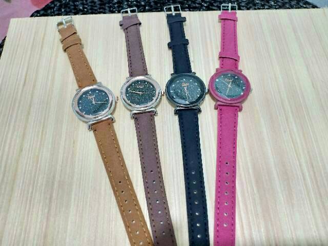Jam Tangan Wanita permata Diamond Mata Kecil Full Color Strap Kulit BW-37