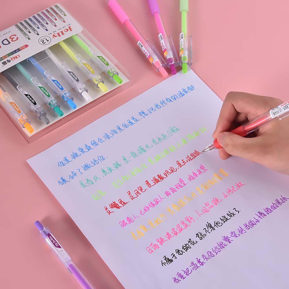 Lanfy Jelly Gel Pen Lucu Perlengkapan Menulis Siswa Spidol Liner Gambar Cat Diary Press Pen Set Jelly Bolpen Warna