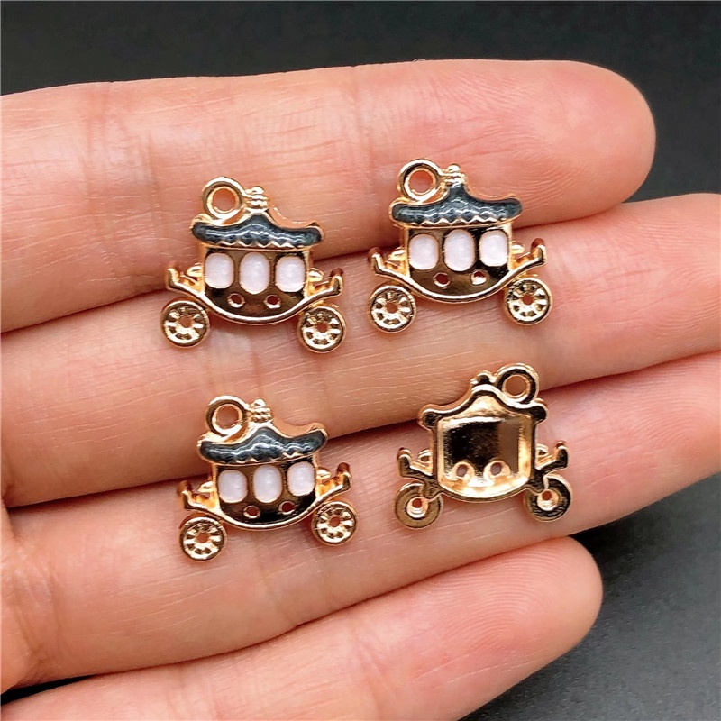 4pcs Liontin Enamel Bentuk Labu Mobil Bahan Alloy Charms