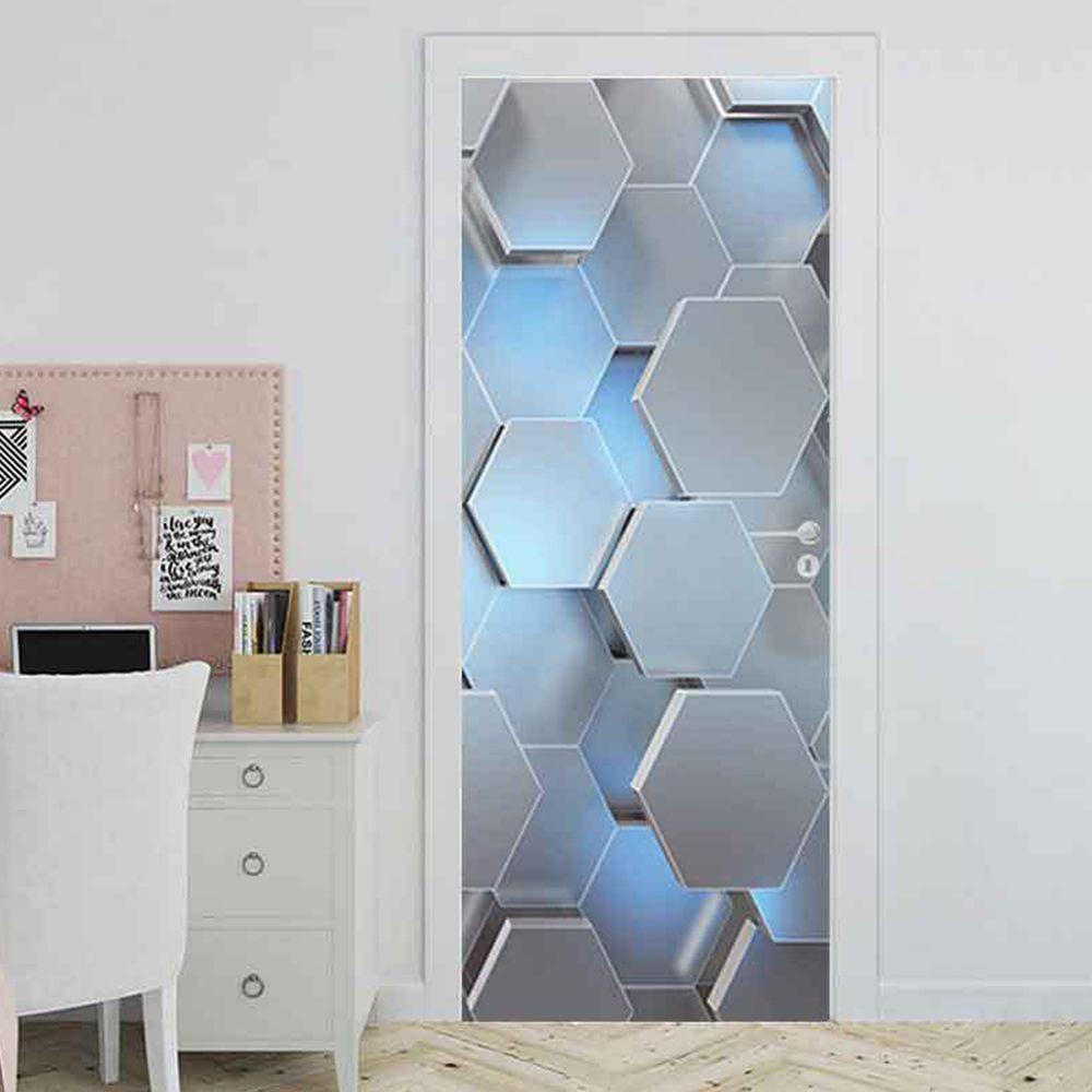 Solighter Stiker Pintu PVC Dekorasi Rumah Decals Self Adhesive Geometri Foto