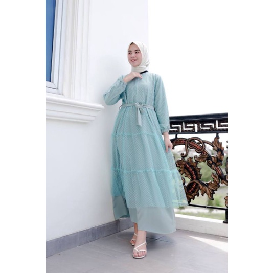 NAYUA MAXI -gamis polos kombinasi tile-