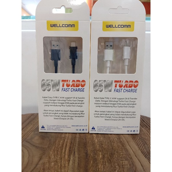 KABEL DATA WELLCOMM TYPE C 65W TURBO FAST CHARGING