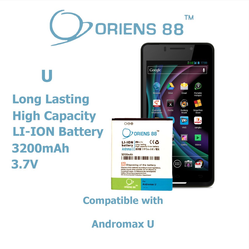 Baterai Batre Battery Double Power IC  OR88/Oriens88 Andromax U