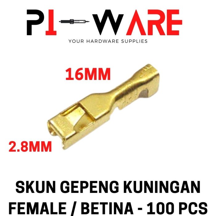 Skun Gepeng 100 Pcs Kuningan Female Betina Uk 2.8mm Kecil Motor Mobil