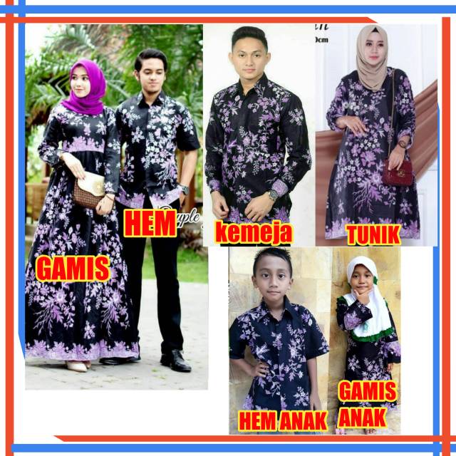 BATIK COUPLE KELUARGA /BATIK ANAK SAKURA UNGU/ATASAN BATIK KELUARGA