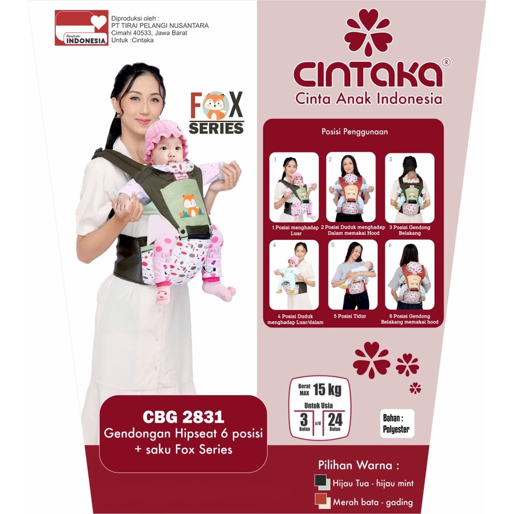 Cintaka Gendongan Bayi Hipseat 6 Posisi Fox Series - CBG 2831