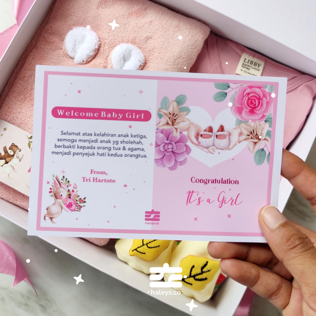 Haleys.co | Pink Peony Kado Bayi Perempuan 0 - 12 month | Baby Gift Set | Paket Kado Lahiran Cewe | Kado Lahiran | Hampers Baby Girl