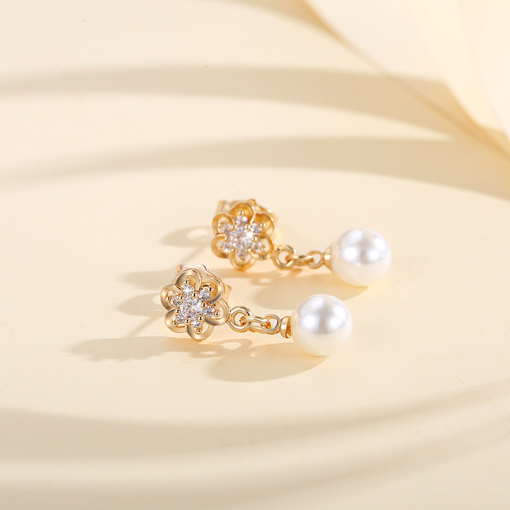 Y670 [COD✔] Anting Flower Pearl Wanita Anting Pejantan Fashion Korea Anting Wanita Korea